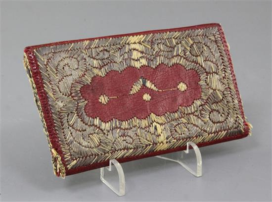 A 18th century Tetuan morocco leather wallet, 5.5in.